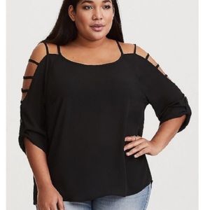 Torrid Black Ladder Cut Georgette Blouse